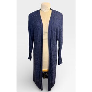 Lauren Ralph Lauren Long Open Front Cardigan Navy Blue Large